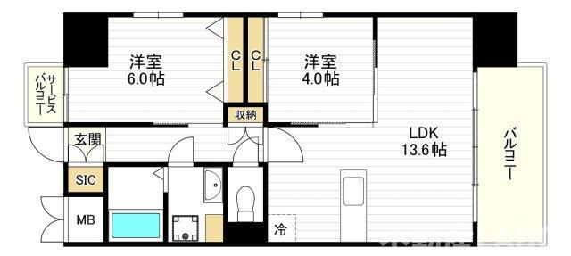 スプランディッドあびこ駅前(2LDK/2階)の間取り写真