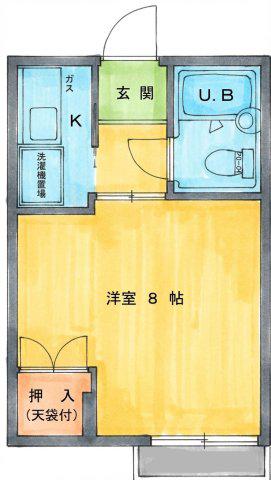 パティオ千里山(1K/3階)の間取り写真