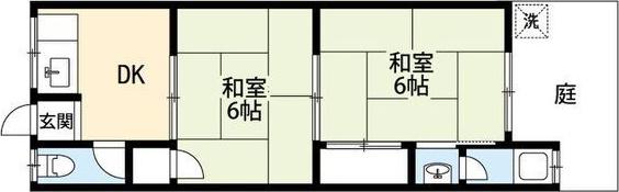 シャトー文の里(2DK/1階)の間取り写真