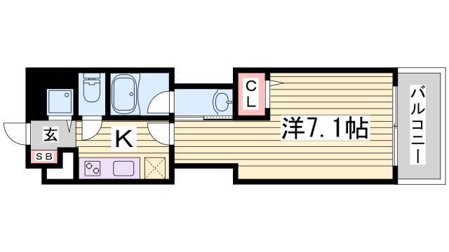 シャーメゾン 神戸(1K/6階)の間取り写真