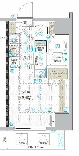 ブライズ吉野町RIVA(1K/6階)の間取り写真