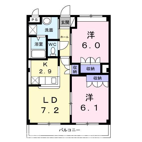 ファミール向日葵II(2LDK/2階)の間取り写真