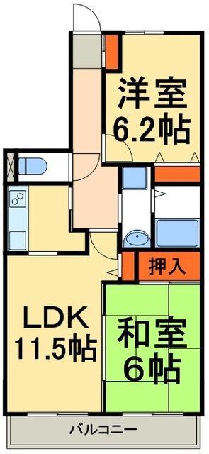 ビューパレー柏若柴(2LDK/2階)の間取り写真