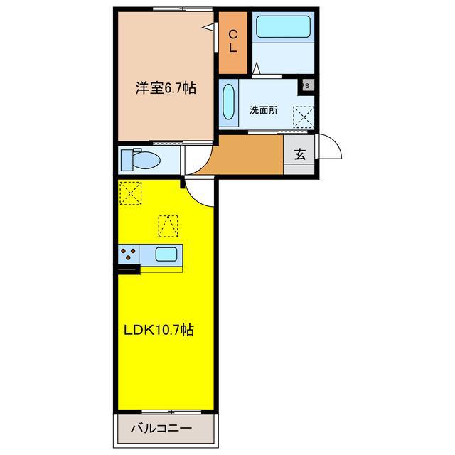 アンタレス(1LDK/1階)の間取り写真
