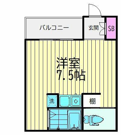 サンダーソンレジデンス(ワンルーム/2階)の間取り写真