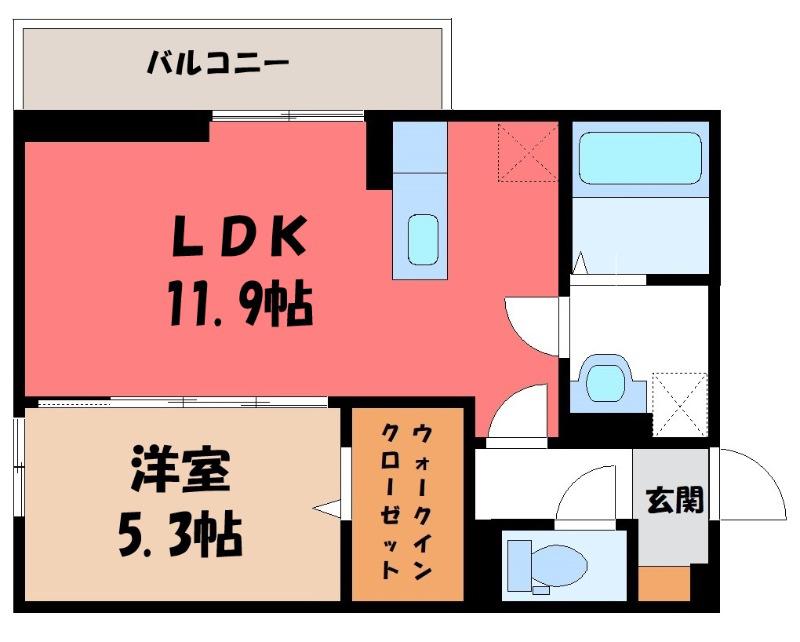 クロッシア住吉町(1LDK/2階)の間取り写真