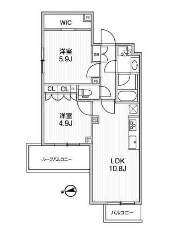 ディームス西早稲田(2LDK/3階)の間取り写真