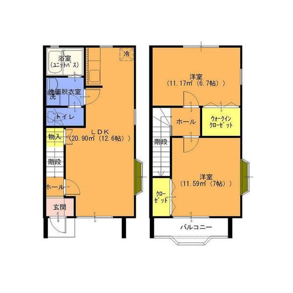 エスペランサ21 A棟(2LDK/1階)の間取り写真