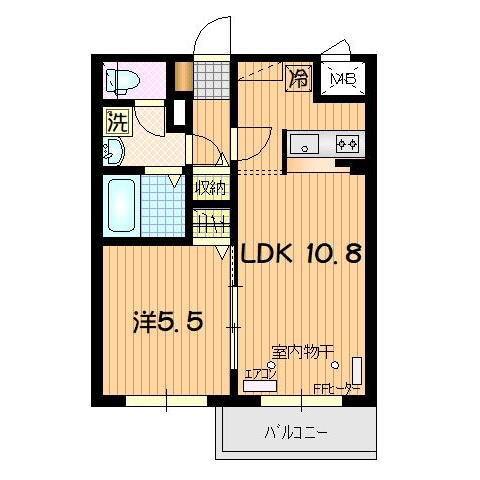クライン・ファルケ(1LDK/2階)の間取り写真