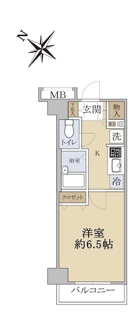 ソアブール世田谷上馬(1K/5階)の間取り写真