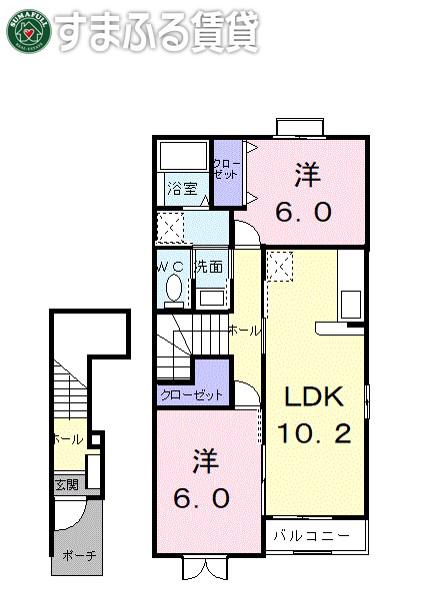 ファインコスモス(2LDK/2階)の間取り写真