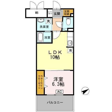 RYUO HILLS(1LDK/3階)の間取り写真