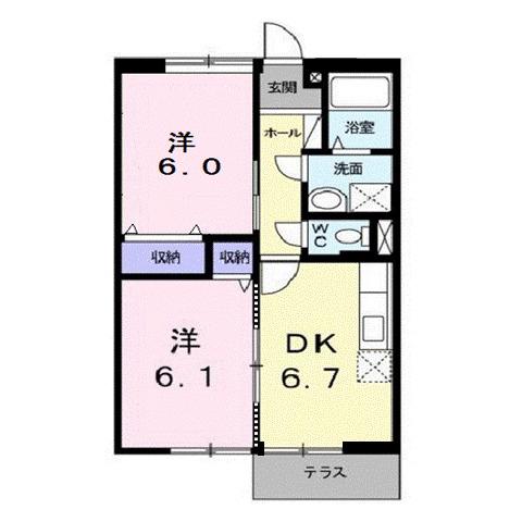 つきみそう(2DK/1階)の間取り写真
