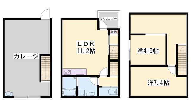 R-STYLE明石松の内4棟(2SLDK/1階)の間取り写真
