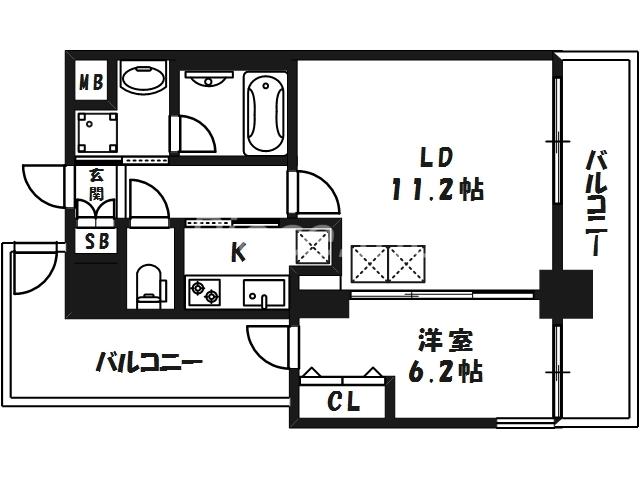 CUORE(1LDK/8階)の間取り写真