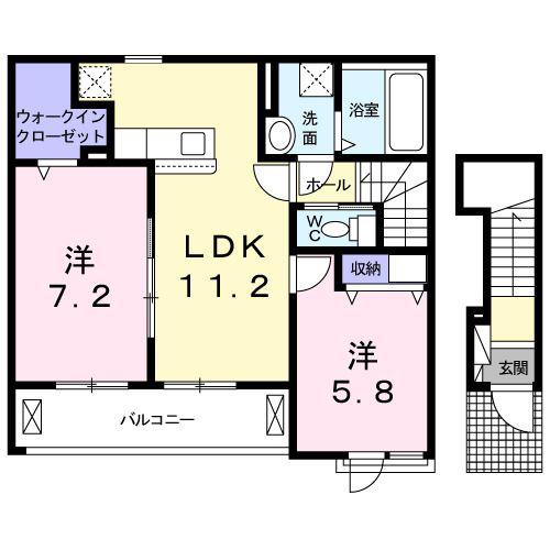 エスポワール(2LDK/2階)の間取り写真