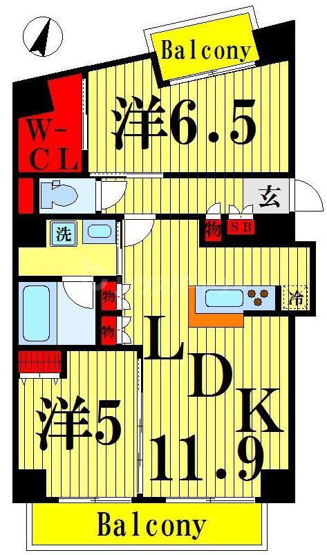 シエロ町屋(2LDK/6階)の間取り写真