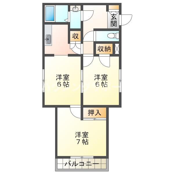 カミーリア神戸西(2LDK/2階)の間取り写真