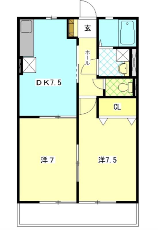 ゆうあいII(2DK/2階)の間取り写真