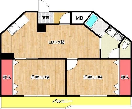 ロイヤルハイツ河田(2LDK/3階)の間取り写真