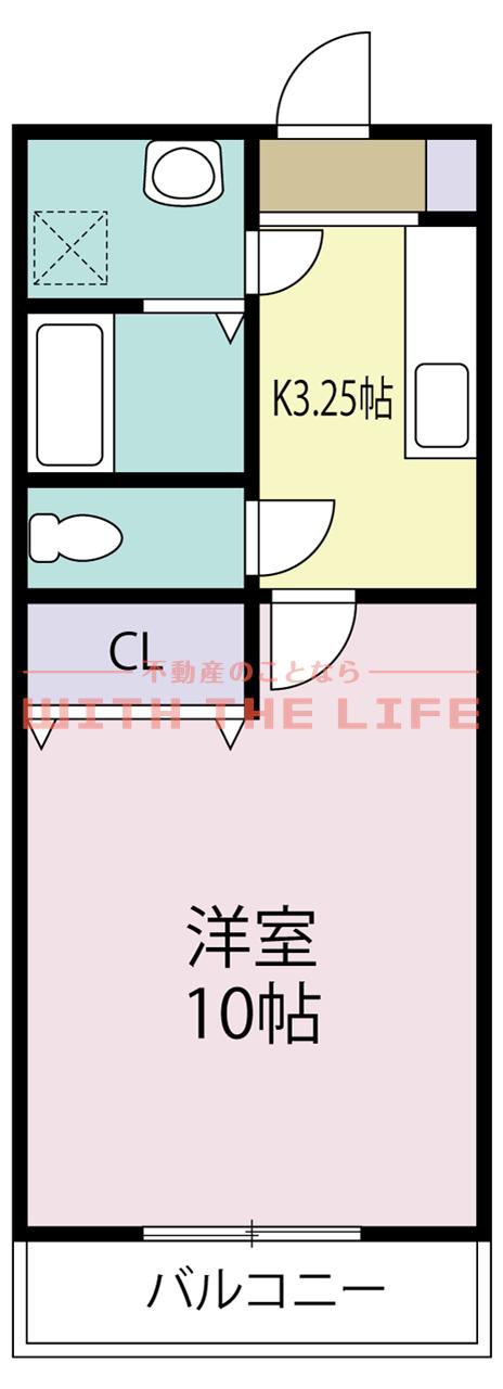ピースフルV-(1K/2階)の間取り写真