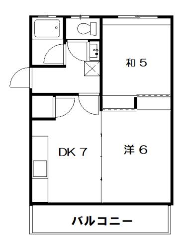 ウェルヒル舟入南(2DK/1階)の間取り写真
