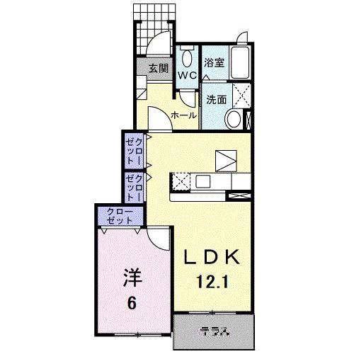 ジェネシスII(1LDK/1階)の間取り写真