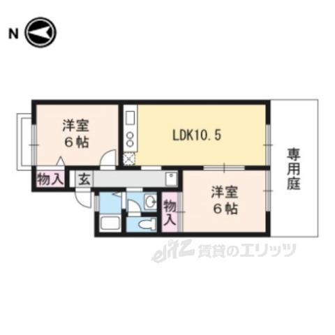 セジュールLAKESIDE(2LDK/1階)の間取り写真