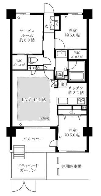ヴェレーナ鶴見(2SLDK/1階)の間取り写真