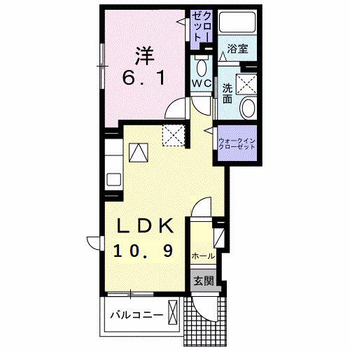 プラシード武庫町(1LDK/1階)の間取り写真