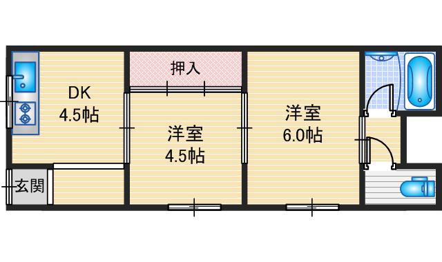 さくらコーポ(2DK/1階)の間取り写真