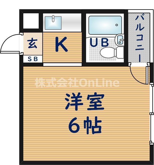 ソラーナ八戸ノ里(1K/3階)の間取り写真