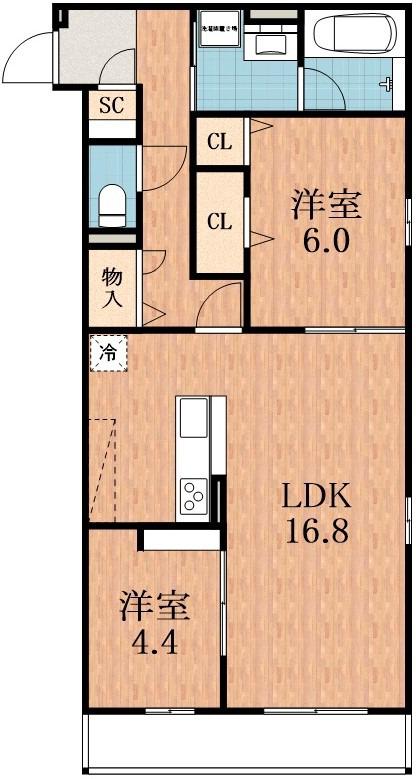 ルシェーナ西田辺(2LDK/3階)の間取り写真
