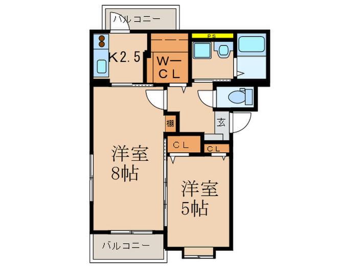 アンフィオン(2K/2階)の間取り写真