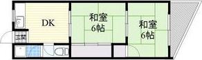 コーポ丘(2DK/3階)の間取り写真