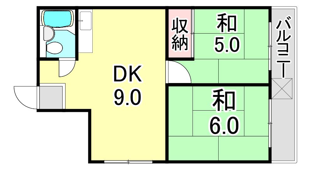 湊川サンシャイン(2DK/7階)の間取り写真