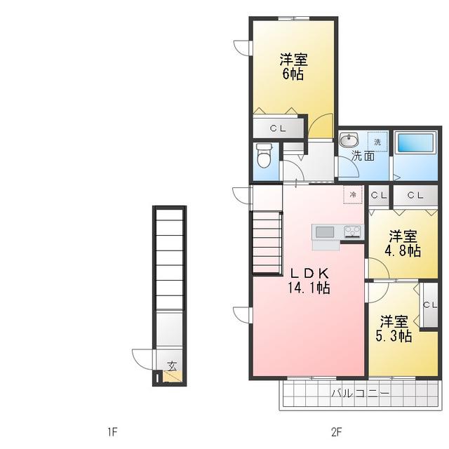 REVEUR(3LDK/2階)の間取り写真