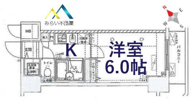 フェニックス横濱関内BAY GAIA(1K/2階)の間取り写真