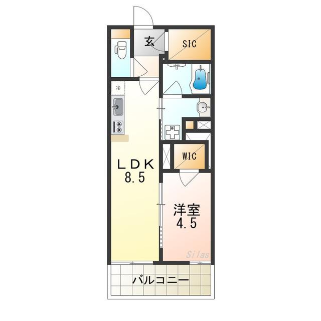 PHOERME TENNOJI イースト(1LDK/9階)の間取り写真