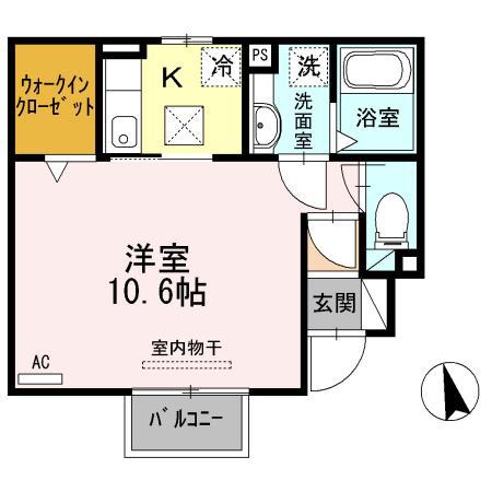 ルミー奈(1K/1階)の間取り写真
