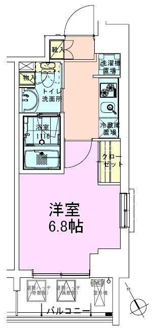 門前仲町レジデンス参番館(1K/2階)の間取り写真