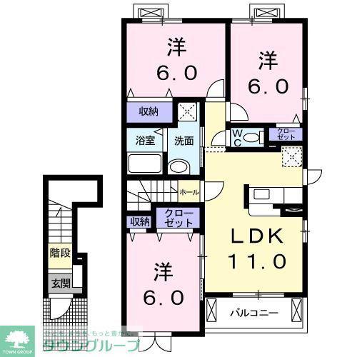 ピュア・ライツレジデンスB(3LDK/2階)の間取り写真