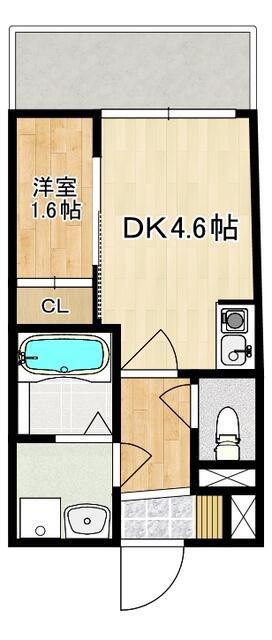 MODERN PALAZZO 長崎ノース(1DK/2階)の間取り写真