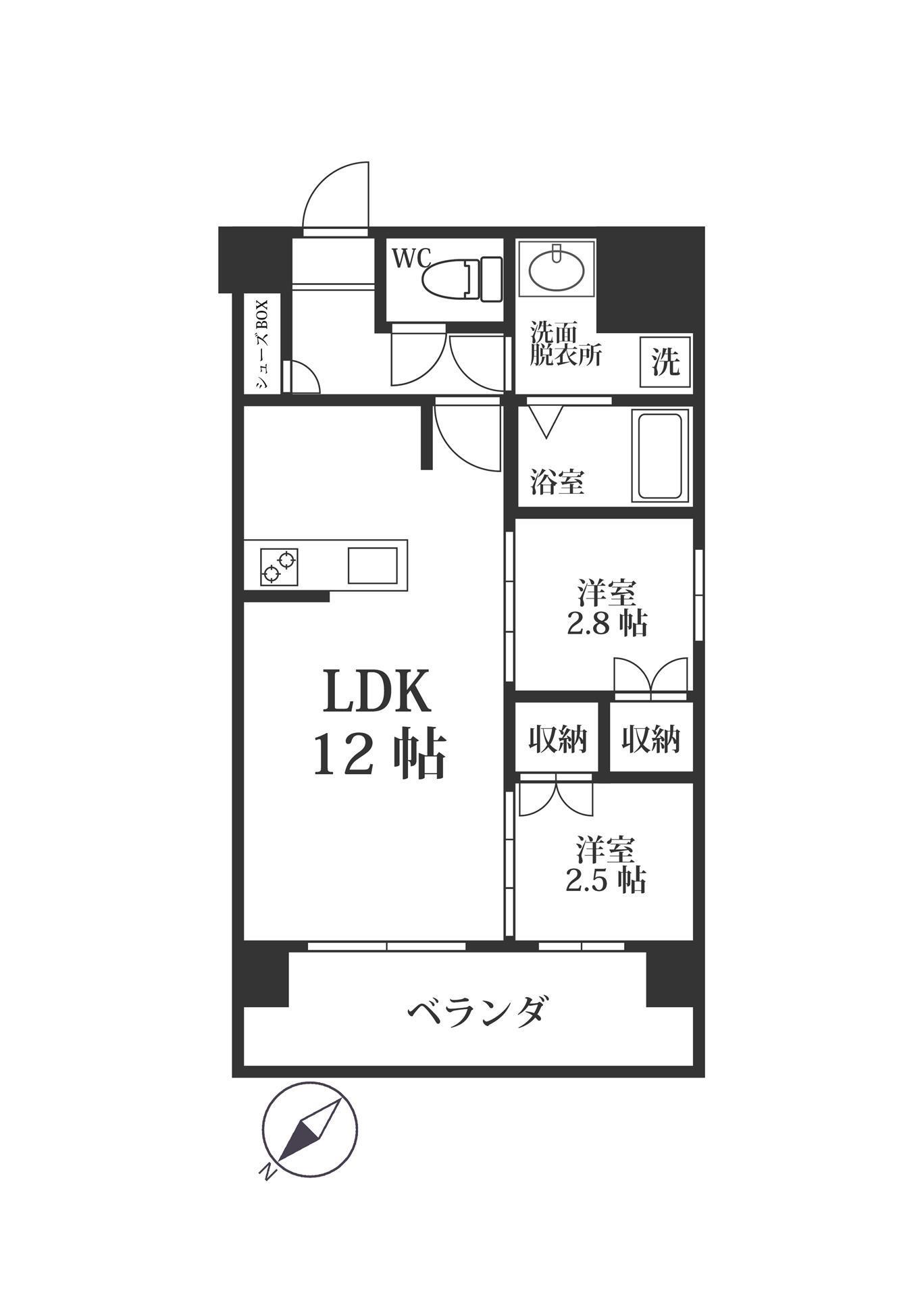 MODERNPALAZZO六本松STATION(2LDK/7階)の間取り写真