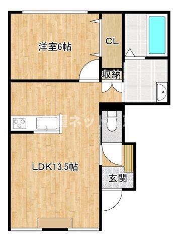 E-RISE(1LDK/1階)の間取り写真