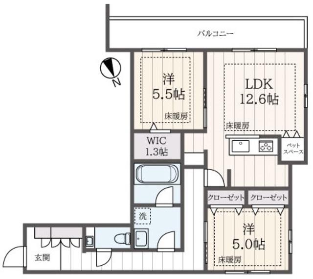 LUPINUS(2LDK/3階)の間取り写真
