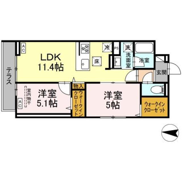 セレスティア柴又II(2LDK/1階)の間取り写真