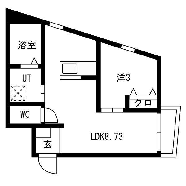 サンレジデンス岩塚(1LDK/1階)の間取り写真