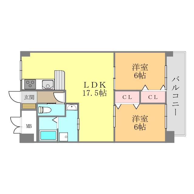 カーサグラン余戸(2LDK/7階)の間取り写真