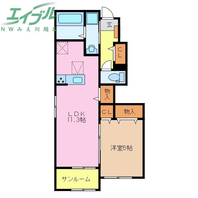 イースト スクエア I(1LDK/1階)の間取り写真